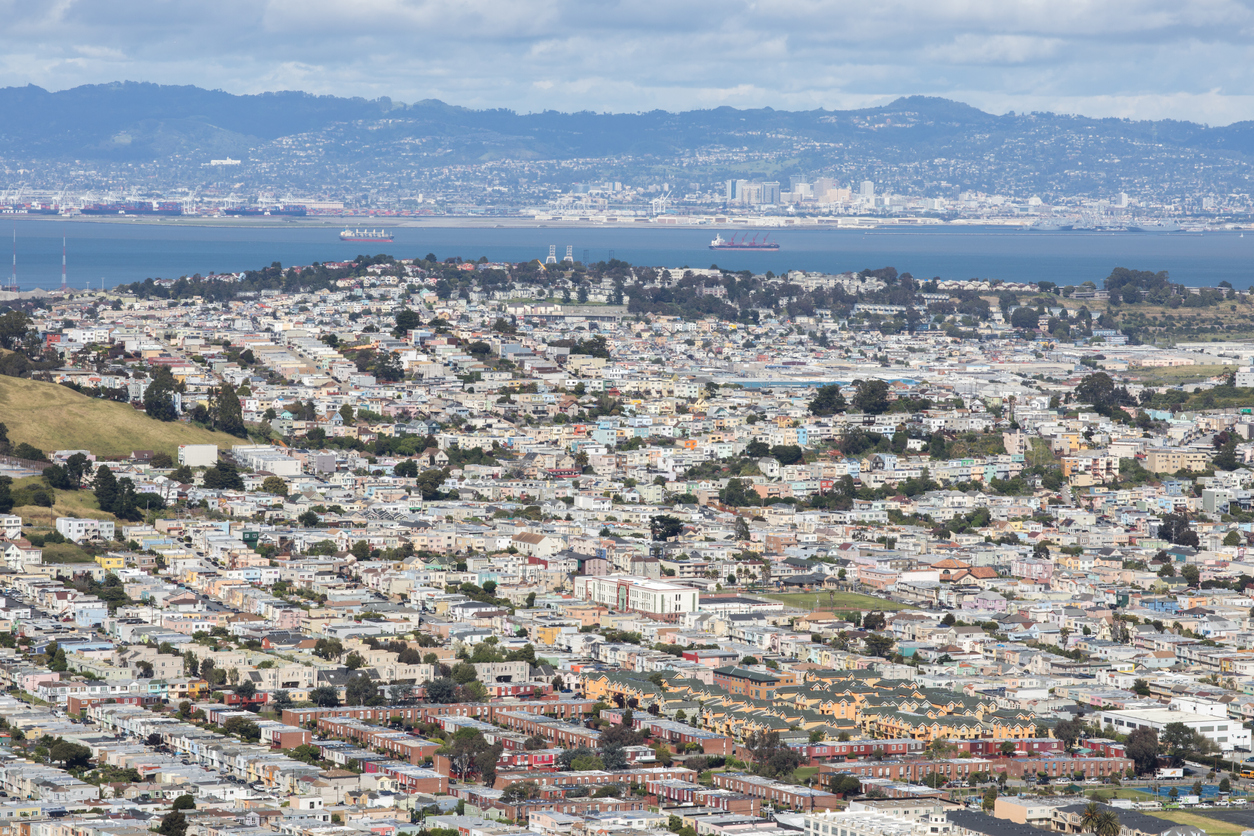 Aerial View of Daly City and Brisbane from San Bruno Mountain State Park.