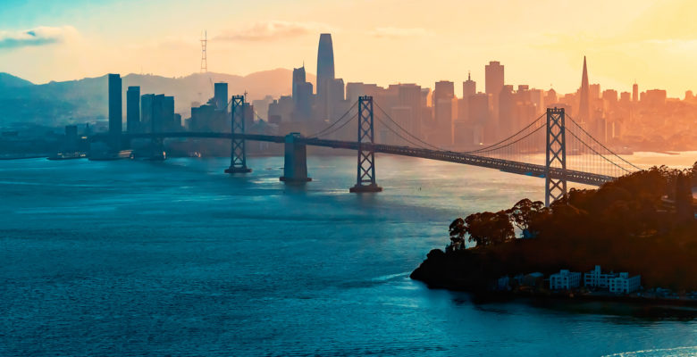 Aerial view of the Bay Bridge in San Francisco