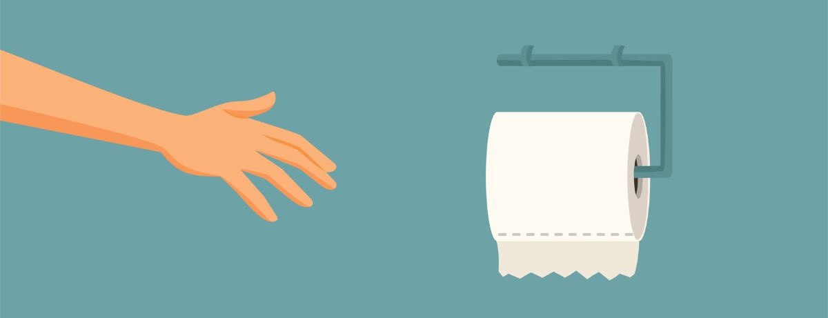 hand graphic reaching for toilet paper