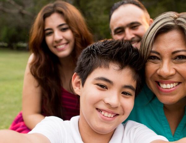 family taking a selfie